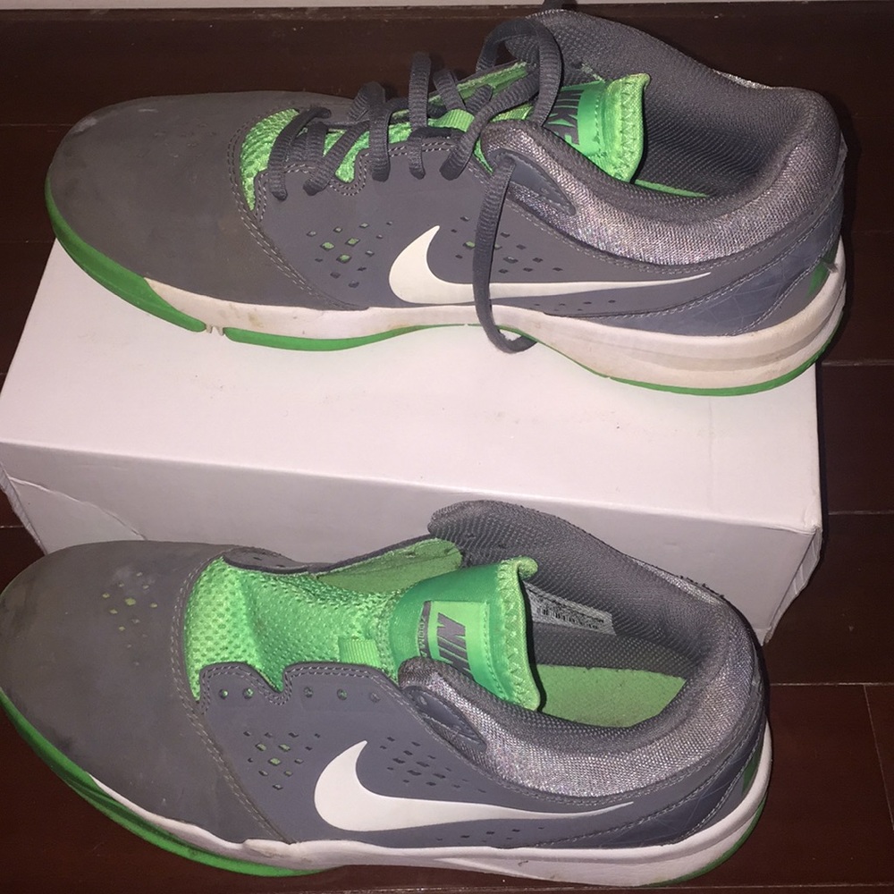 Green and Gray Nike Sneakers